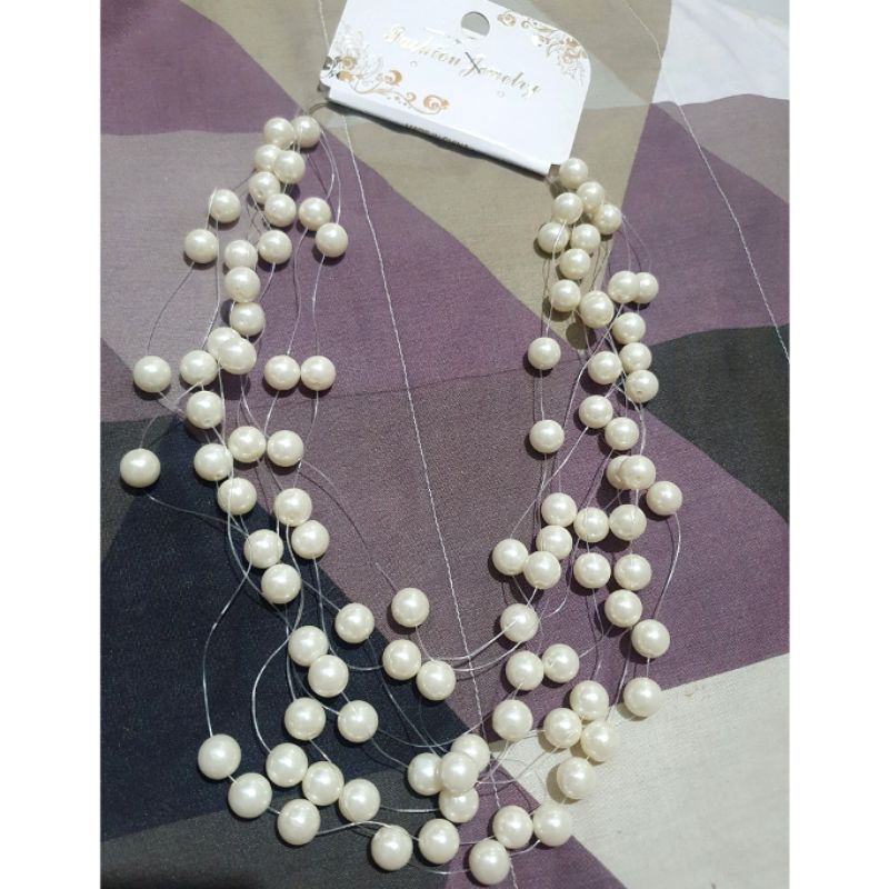 Kalung Etnik Mutiara pearl model susun Kualitas import tidak karatan 9929