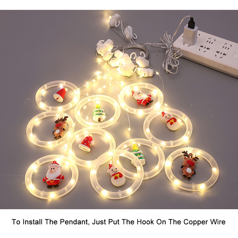 Lampu string Led Bentuk Boneka santa Claus Tenaga USB Tahan Air Untuk Dekorasi Natal