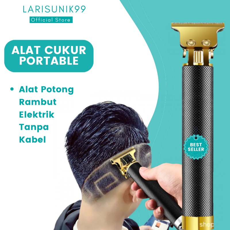 Alat Cukur Rambut Elektrik Alat Potong Rambut Hair Clipper Portable Tanpa Kabel Cukur Jenggot