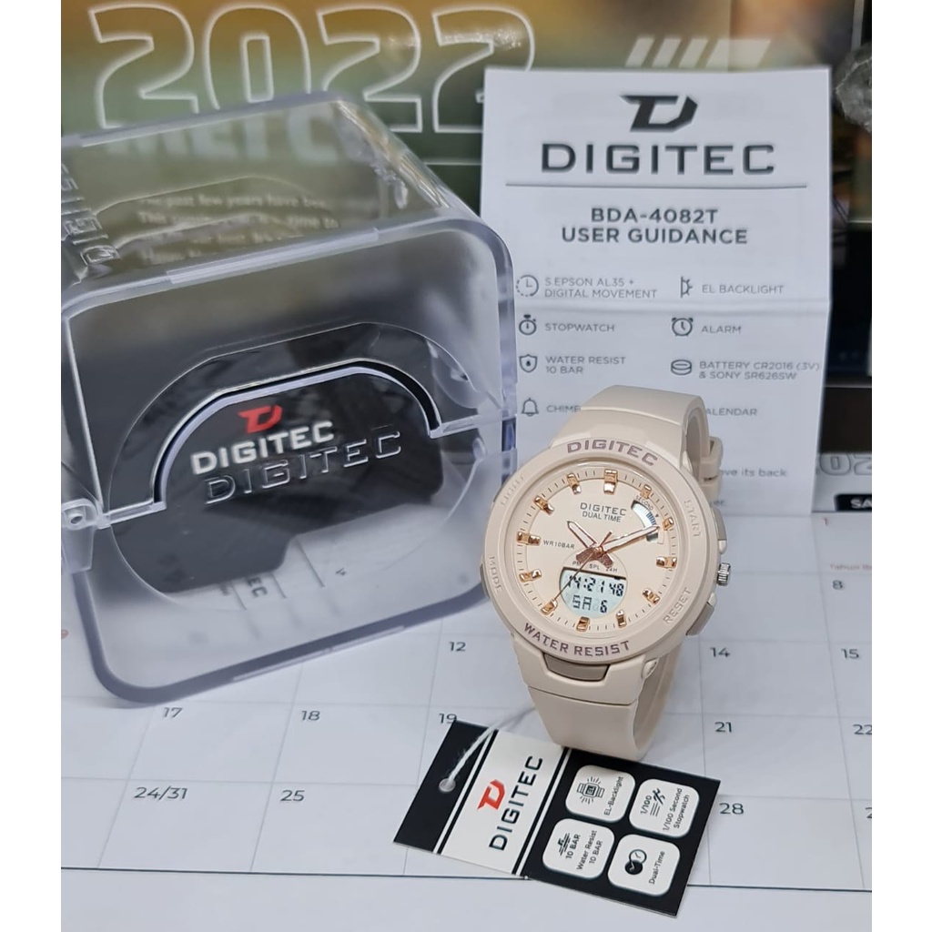 BEST SELLER JAM TANGAN WANITA DIGITEC 4082 M165 TALI RUBBER DUALTIME AKTIF DM 4.0CM FREE BOX &amp; BATERAI || JAM TANGAN FASHION WANITA JAM TANGAN CEWEK MURAH