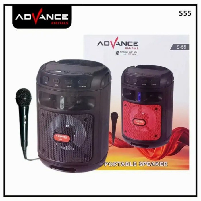 speaker aktif advance s55 / speaker portable + mic s55 advance