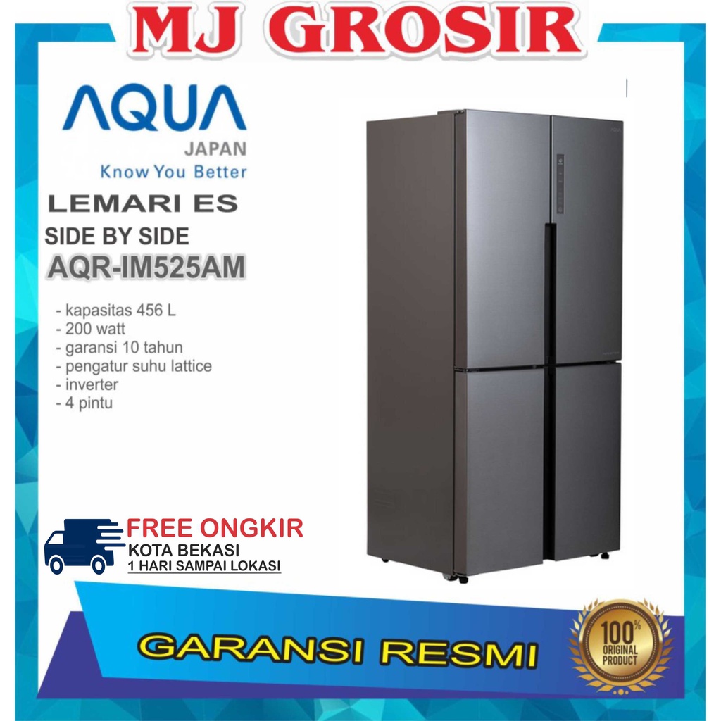 KULKAS AQUA JAPAN AQR-IM 525 AM / AQR-IM 545 AM LEMARI ES 4 PINTU SIDE BY SIDE