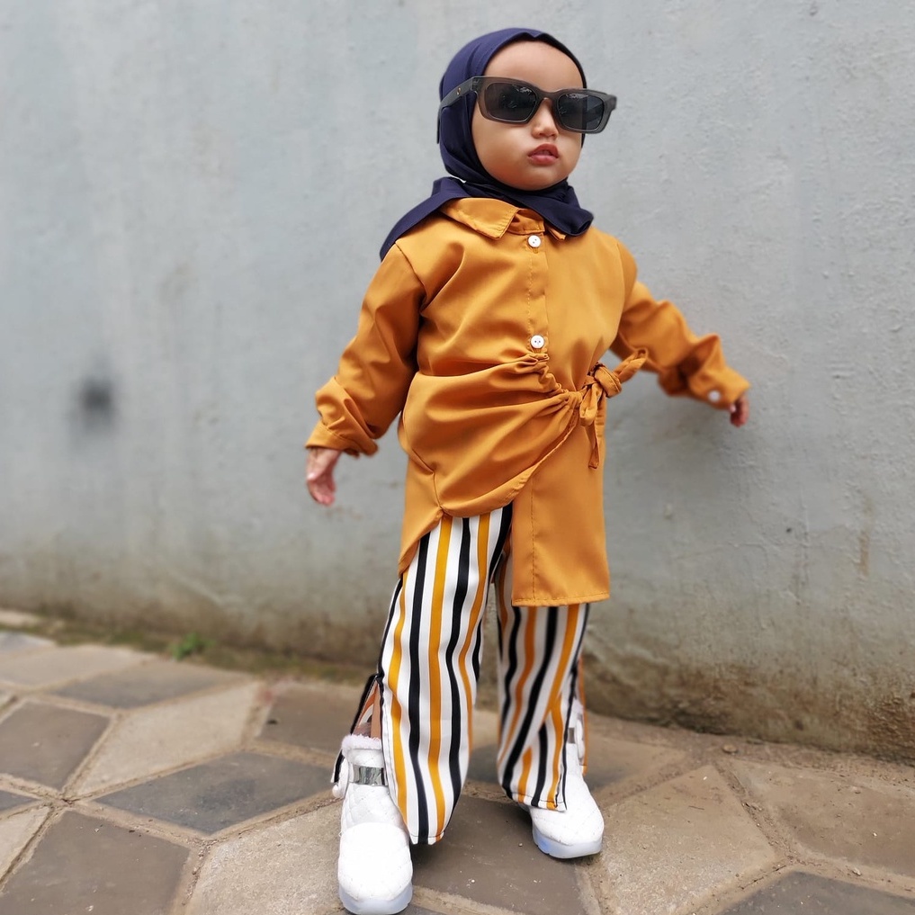 Setelan Anak Perempuan kemeja+celana panjang Set Anak Cewek keren style new arrival import