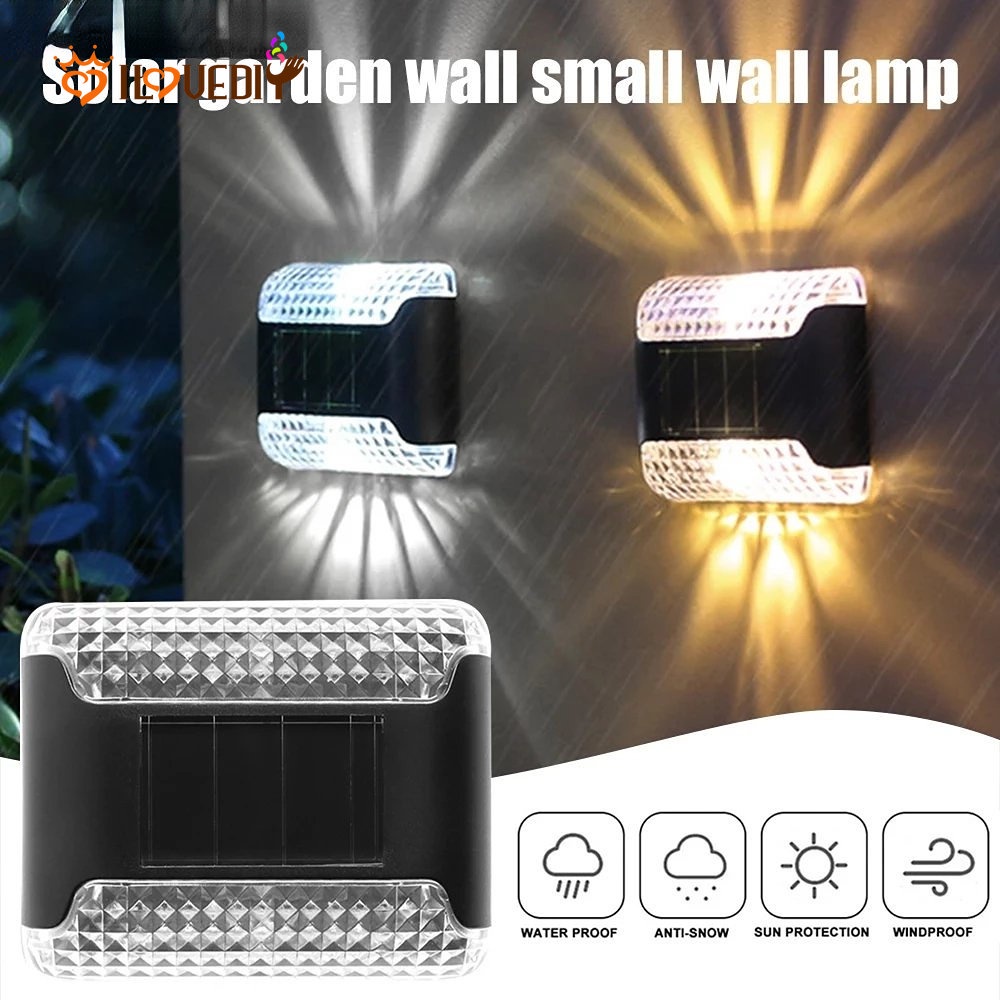 Lampu Dinding 2 LED Tenaga Surya Anti Air IP65 Bahan ABS Untuk Dekorasi Taman / Outdoor