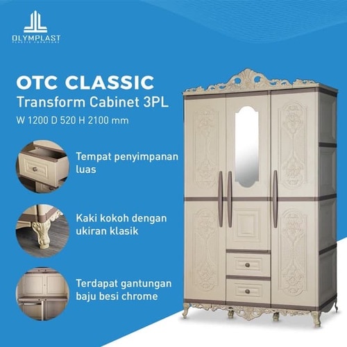 Lemari Olymplast Lemari Plastik 3 Pintu / Lemari Baju / Lemari Pakaian - OTC 03P Modern / Classic