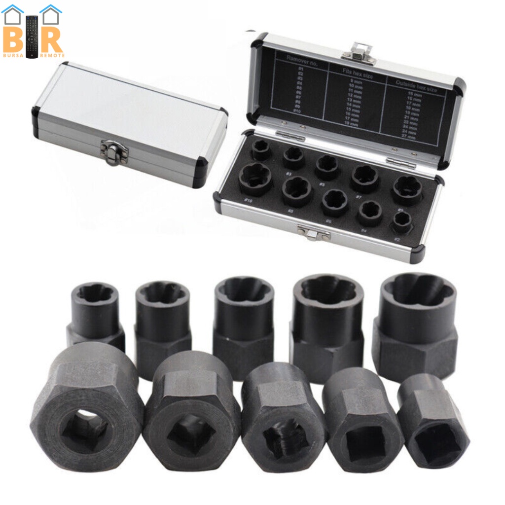 Mata Kunci Sock Impact Bolt Nut Remover Socket Extension Set 10 Pcs