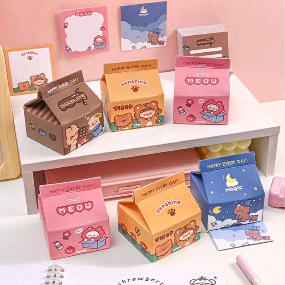 Sticky Note Milky Box Memo Pad Kotak Susu 200lembar / Memo Pad Kotak Susu 200lembar