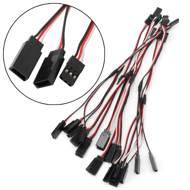 Mary 10Pcs 150mm Y Style RC Extension Servo Lead Wire Cord Cable Untuk JR Futaba 15cm