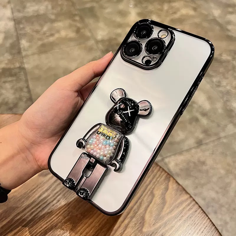 Case Pelindung Lensa Kamera 360 Derajat Untuk iPhone 14 Pro Max Plus 13 12 Pro Max° Casing Belakang Bahan TPU Desain Plating Transparan Anti Shock Dengan Dudukan Untuk Iphone