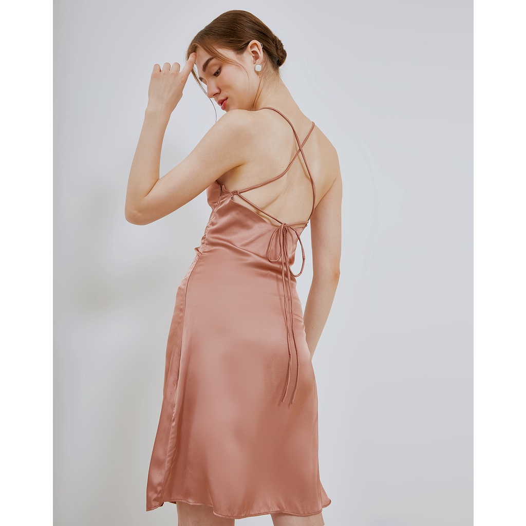 Backless Strap Satin Dress