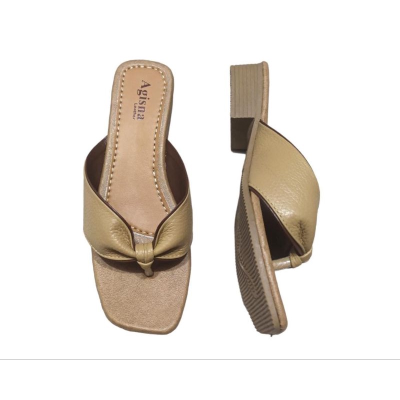 sandal kulit sapi untuk wanita sukaregang garut sandal capit sandal hak tahu sandal hak sedang sandal wanita sol tahu 3cm ringan nyaman