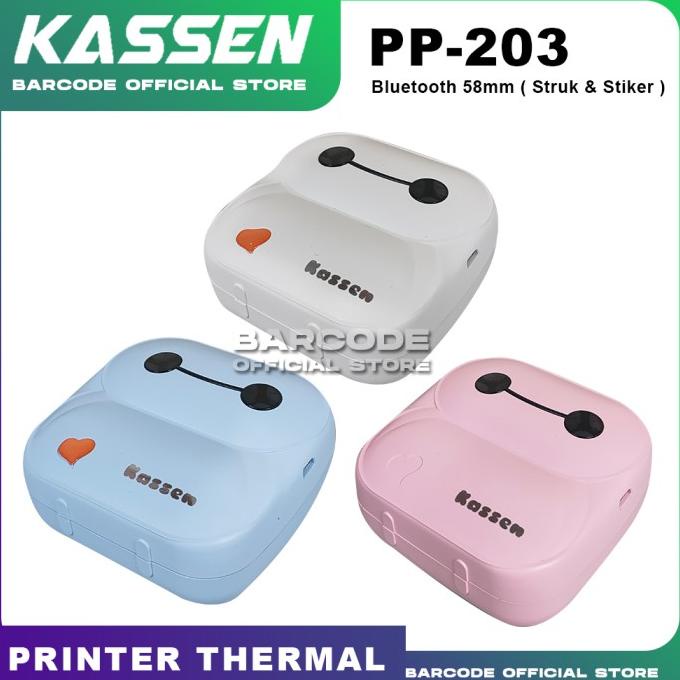 PRINTER THERMAL KASSEN PP-203 Bluetooth Cetak Stiker Struk Thermal 58