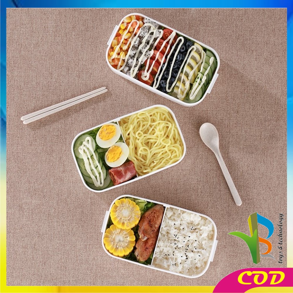 RB-C376 Lunch Box Double Layer Kotak Makan 2 Tingkat Kotak Bekal / Bento Box 4 Sekat / Rantang Susun 2 / Tempat Makanan Susun