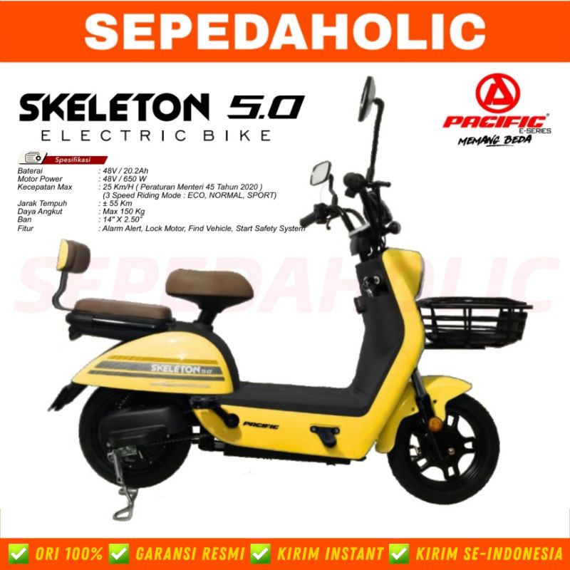 Jual Sepeda Motor Listrik Pacific Skeleton Electric E Bike Watt