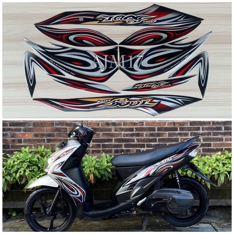 STIKER STRIPING MIO SOUL 2008 SILVER HITAM