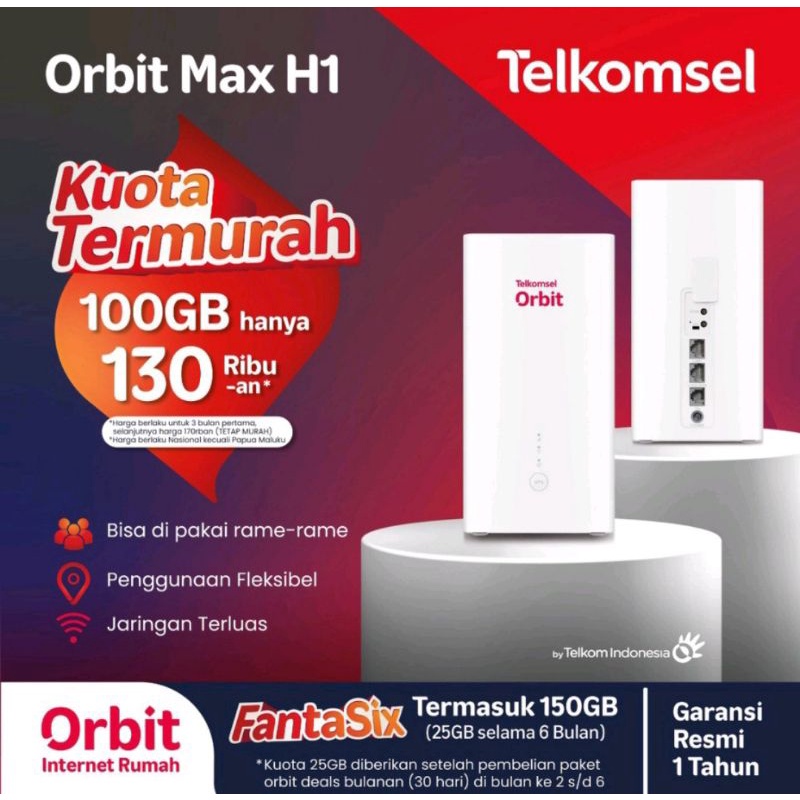 Telkomsel Orbit Max H1 Home Router B628 Kuota 150GB