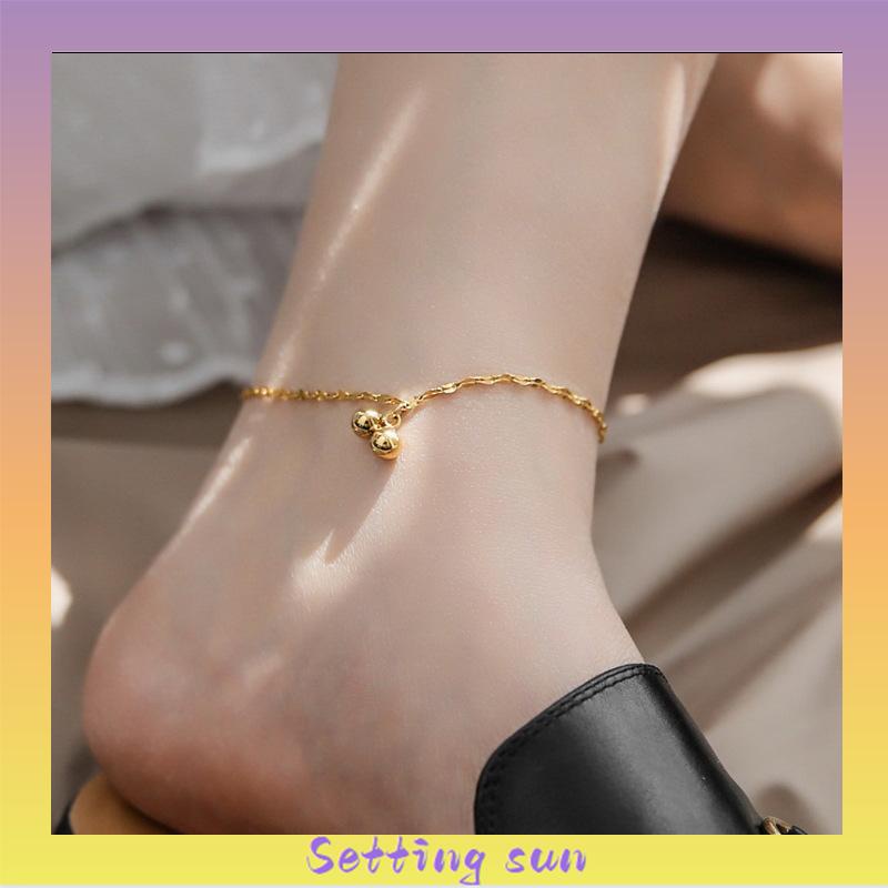 Anklet Emas 18K Wanita Titanium Steel Fairy Sederhana Tidak Memudar Rantai Tipis TN