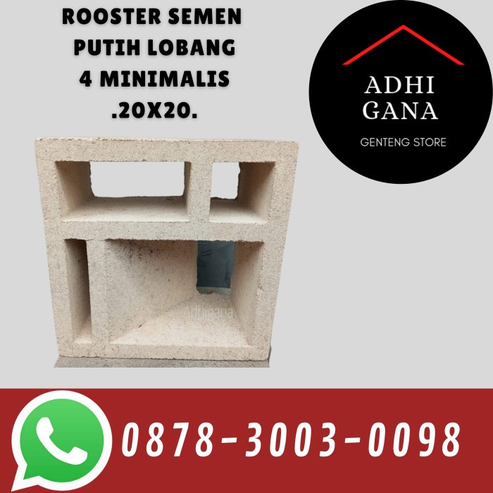 Roster Semen Putih Lubang 4 Minimalis 20x20 / Roster Semen Beton Murah