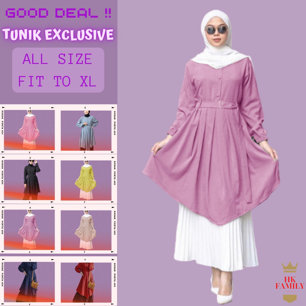 Tunik Atasan  Wanita Muslim Long Dress Long tunik Polos Tunik Polos