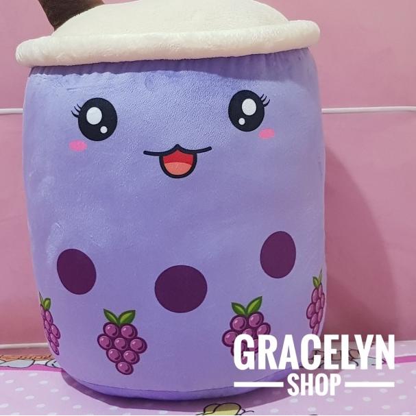 Boneka bantal boba milk tea brown sugar JUMBO - Brown Sugar