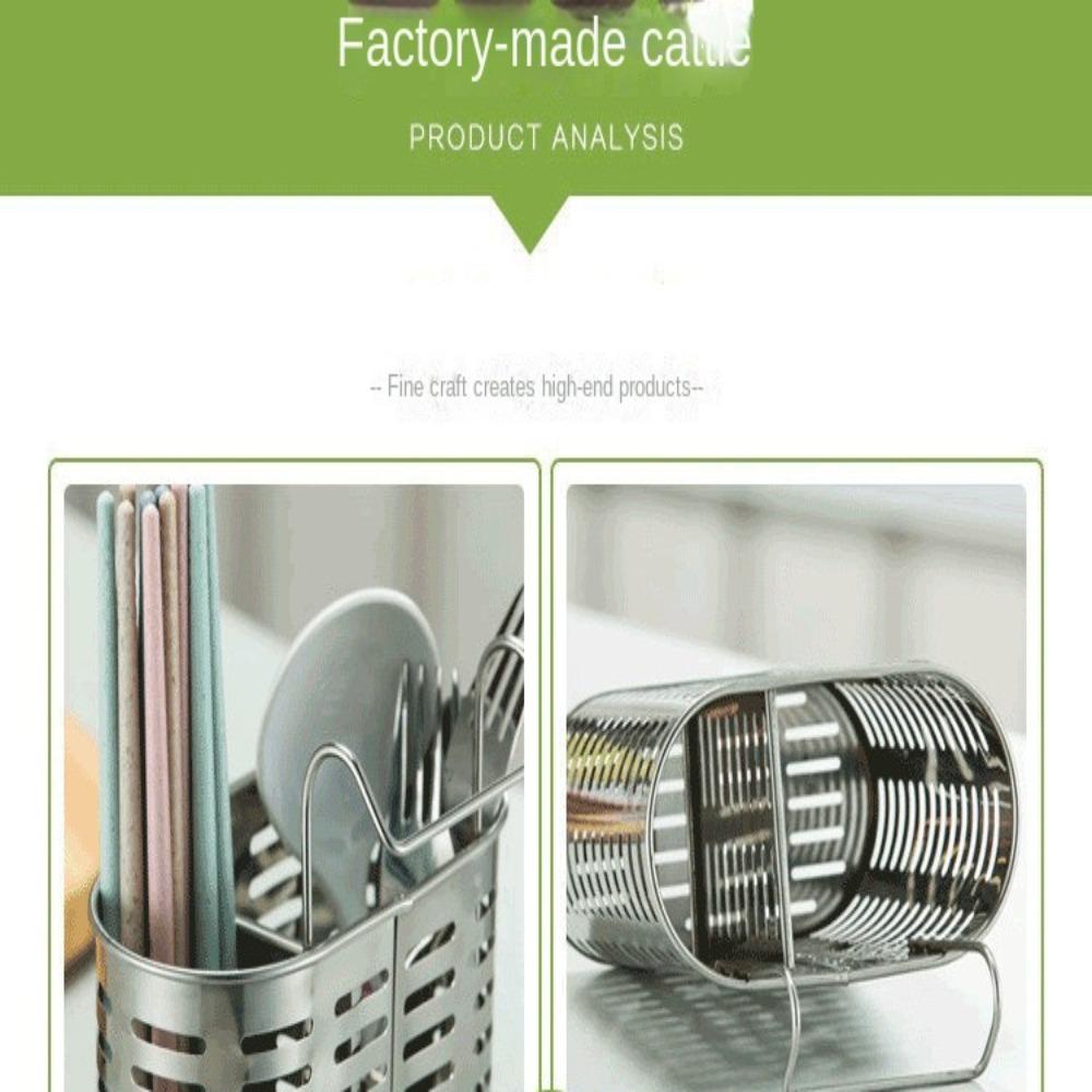 Solighter Stainless Steel Chopstick Holder Punch Free Kotak Penyimpanan Alat Dapur Sendok Garpu Pengering Drainer Rak