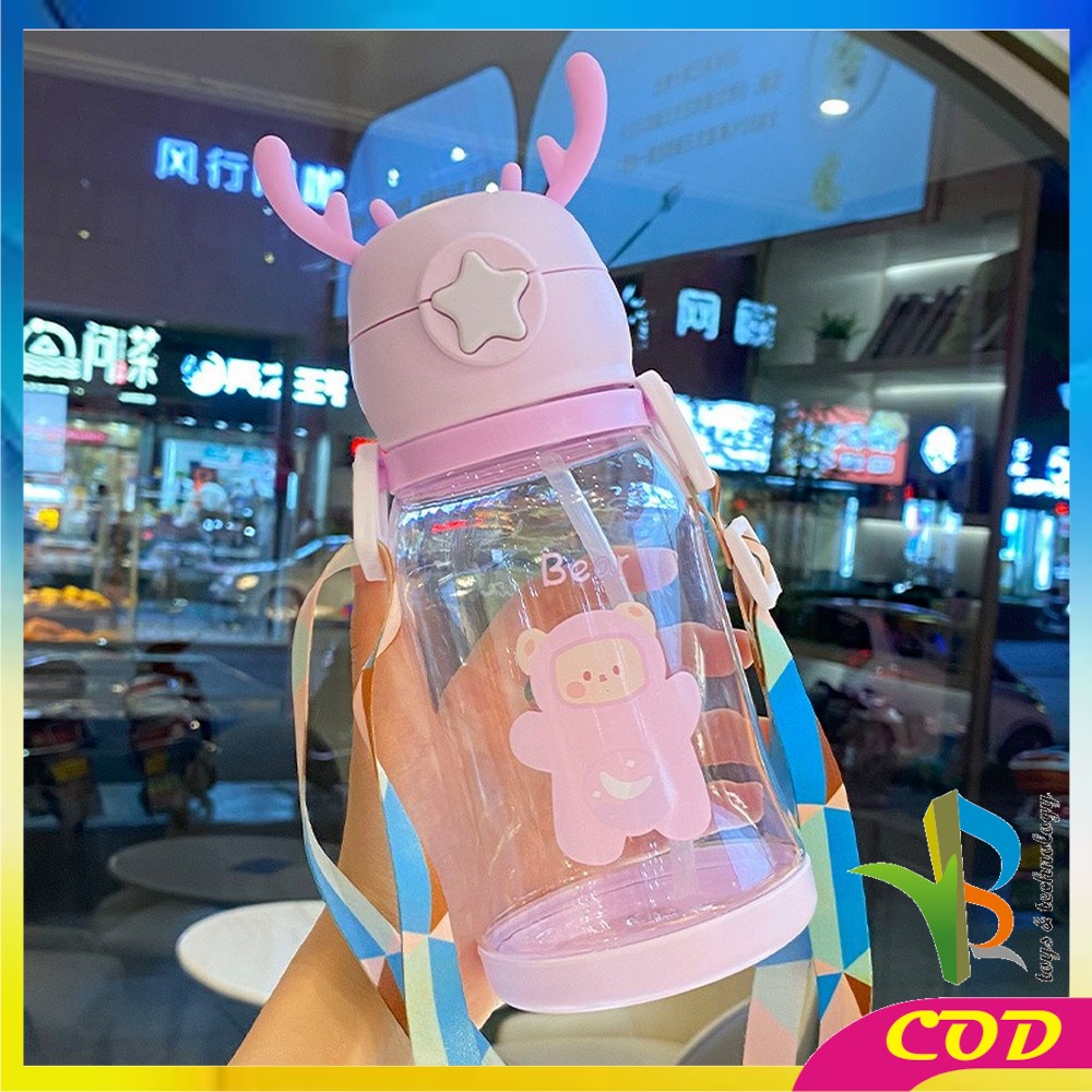 RB-C302 Botol Air Minum Anak Sedotan 610ml Model Tanduk Rusa Lucu / Botol Minum Anak BPA FREE Food Grade