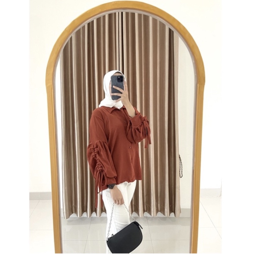 BEFAST - ZFS OOTD Blouse MAYA / LUNAMAYA CRINCLE BLOUSE ATASAN WANITA CRINCLE LENGAN SERUT / Atasan Wanita Lengan Panjang Serut / Blouse Keluaran Terbaru / Pakaian Casual Kerja Wanita / Blouse Polos Termurah / Fashion Kekinian Remaja ABG Trendy