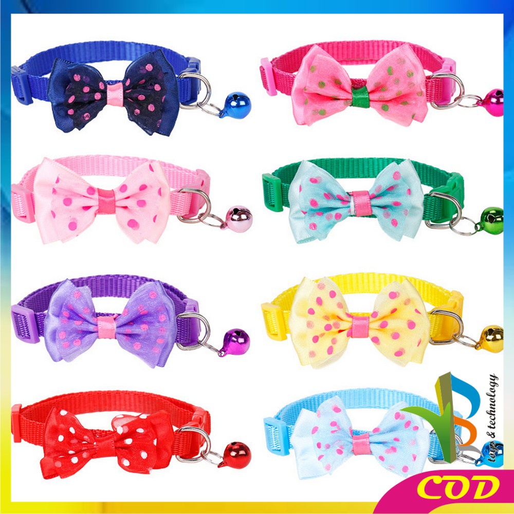 RB-C567 Kalung Kucing Anjing Lonceng Motif Polos Pita Love / Kalung Pita Lonceng Aksesoris Hewan Peliharaan