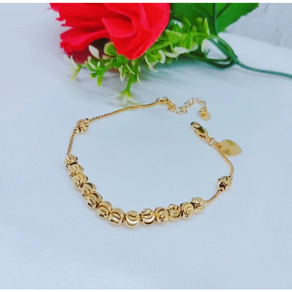 Gelang Xuping Biji Bola Lapis Emas 24K Perhiasan Wanita D006/007