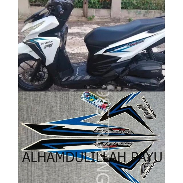 STRIPING LIS STANDAR ORI HONDA VARIO 125 F1 FI IDLING STOP TECHNO BIRU HITAM TAHUN 2016 STIKER POLET