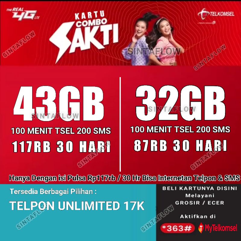 KARTU SAKTI TELKOMSEL KARTU PERDANA TELKOMSEL SAKTI COMBO 40GB 32GB 30GB PERDANA AS LOOP SIMPATI