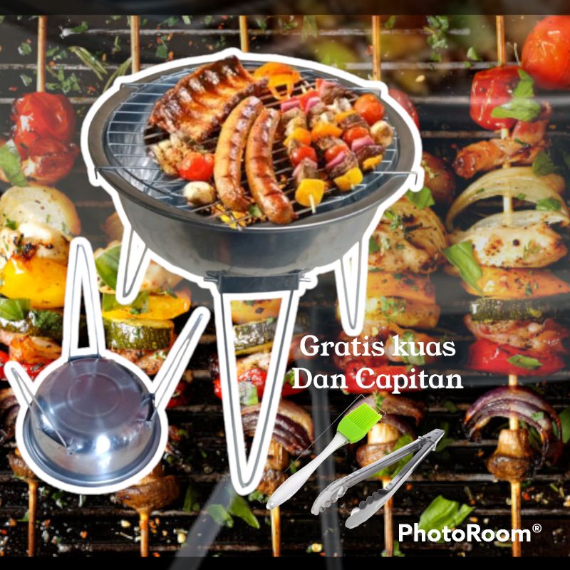 Panggangan Mastro grill  Non Stik Anti Lengket Gratis kuas Dan Capitan/Ukuran  diameter 32 cm Tinggi 29 cm/Panggangan Portable