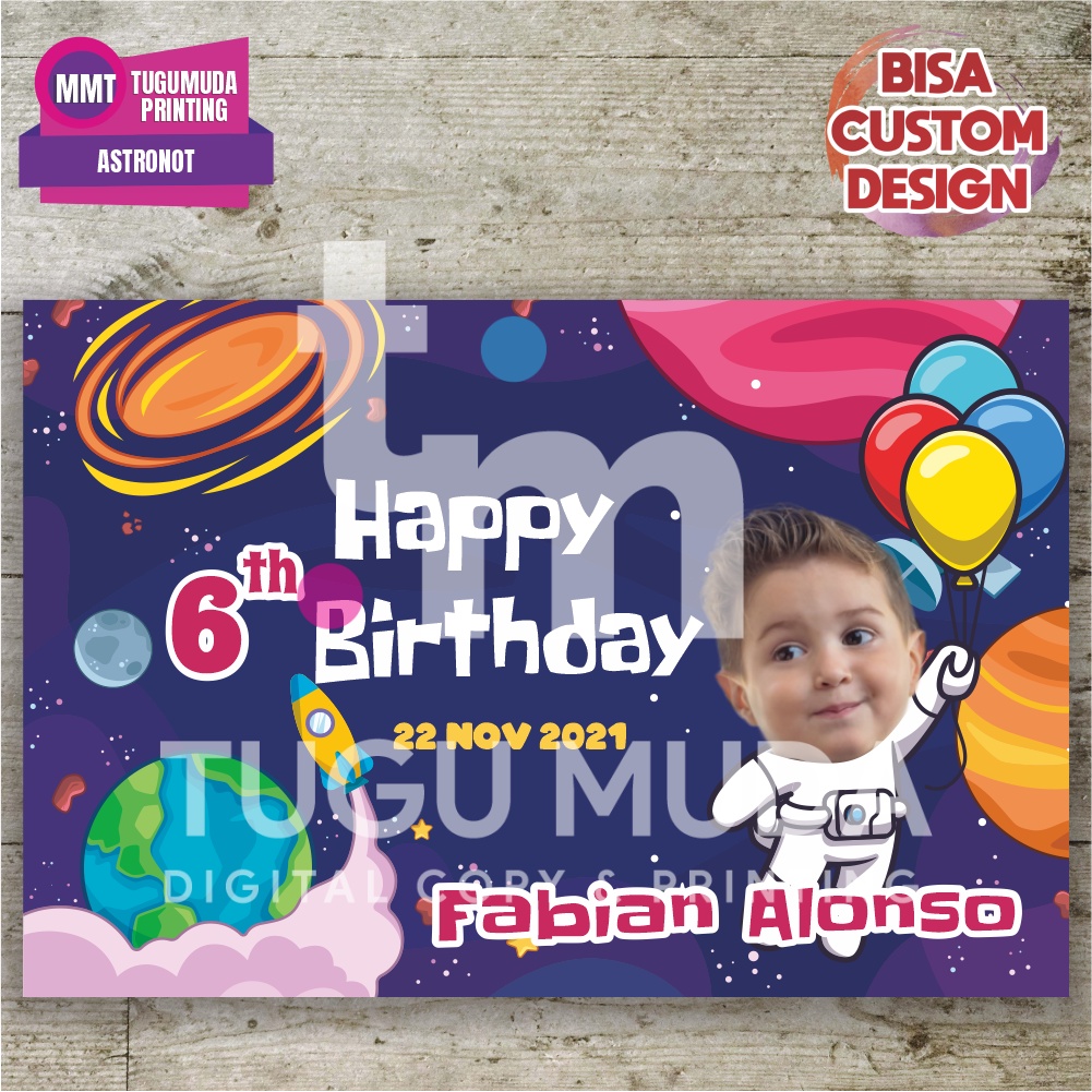 Cetak Banner|Backdrop|Spanduk Ultah/Birthday/Ulang Tahun Anak - ASTRONOT BABY