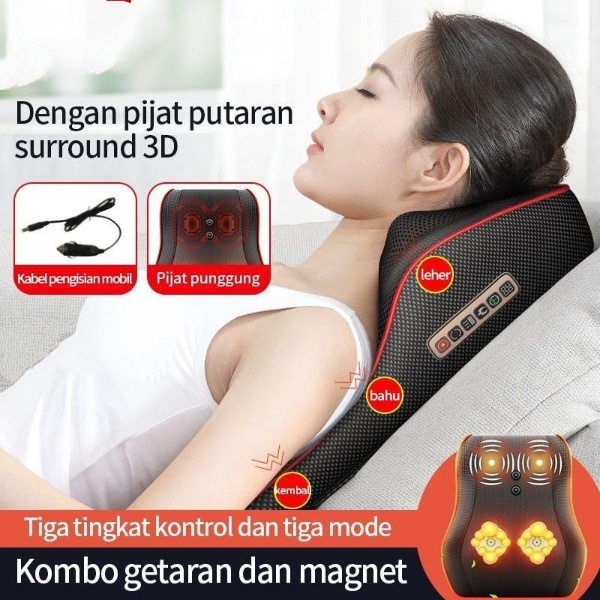 DISKON!! Bantal Pijat Terapi Pijat Bahu Dan Tulang Belakang Leher Multifungsi / Bantal Pijit Punggung Terbaru Elektrik