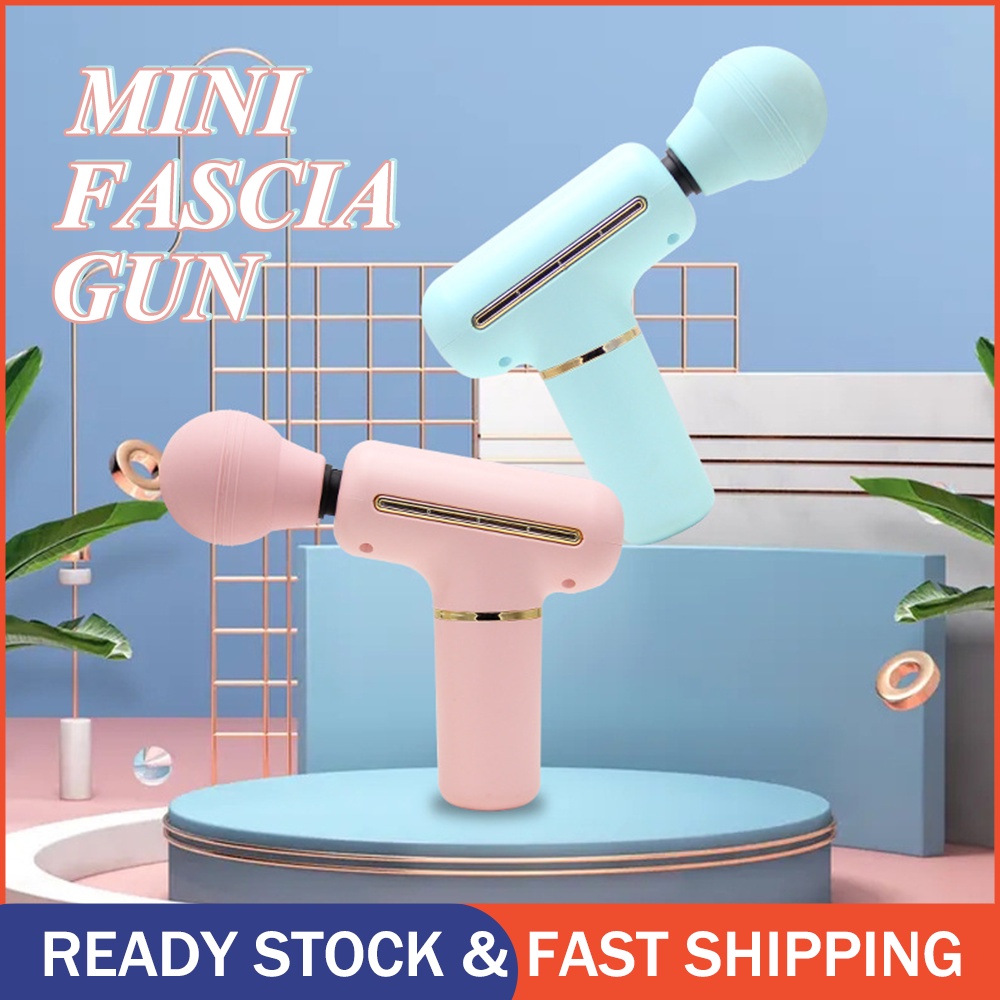 Mini Fascial Gun Massage Gun Alat Pijat Getar Elektrik Portable 4 Speed Deep Fascial Tissue Relaksasi Otot