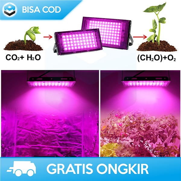 LAMPU LED HIDROPONIK LAMPU TANAMAN INDOOR FULL SPECTRUM 50WATT 220V