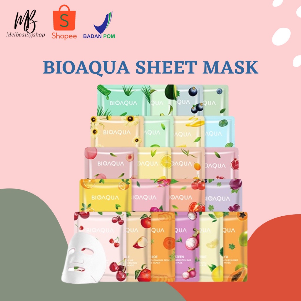 BIOAQUA SHEET MASK - MASKER TISSUE WAJAH BIOAQUA SACHET BPOM ORIGINAL