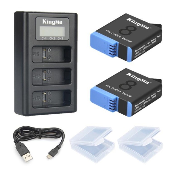 Dual Battery Kingma GoPro HERO 8 Black - Charger desktop Batre Kamera