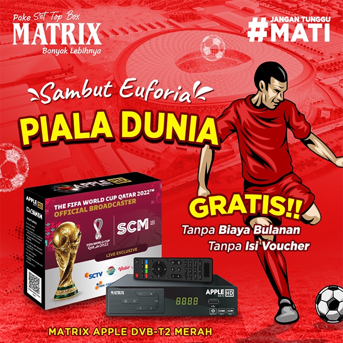 SET TOP BOX TV DIGITAL / STB MATRIX APPLE MERAH / KUNING / BURGER / UNTUK TV TABUNG LED