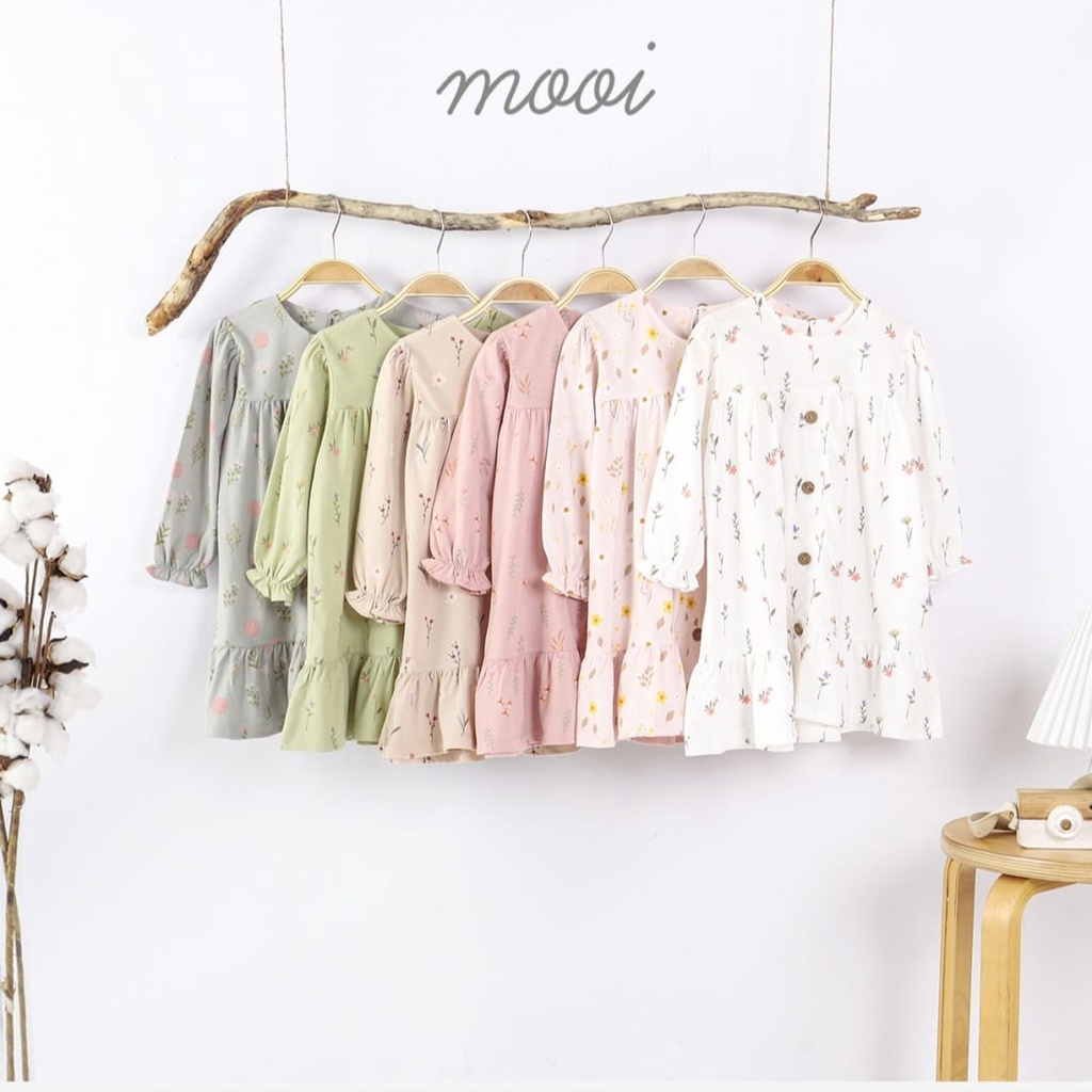 Mooi Lucy Button Dress 1-5 Tahun Dress Ruffle Panjang Fashion Anak Perempuan CBKS S23