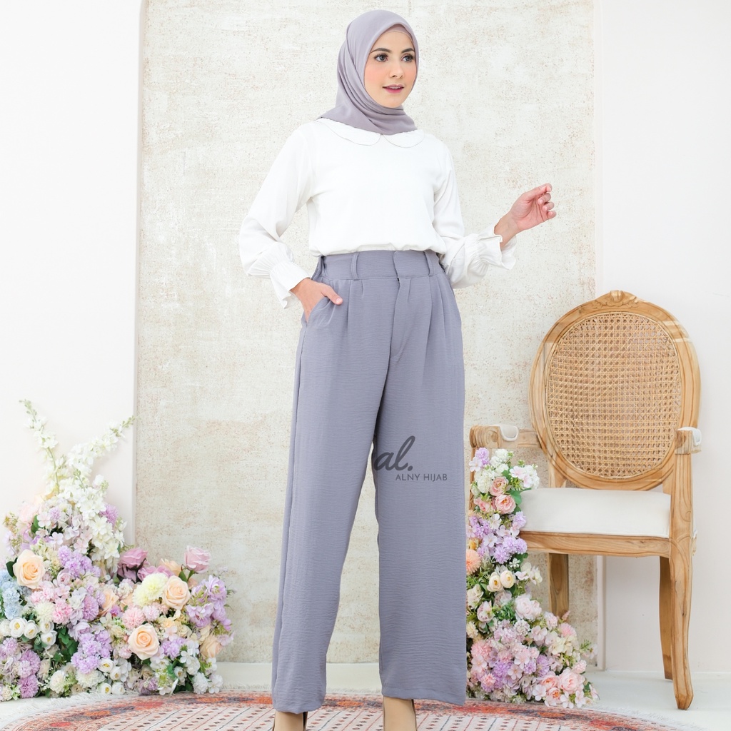 Premium Celana Kulot Crinkle Highwaist Wanita Loose Cullote Pants