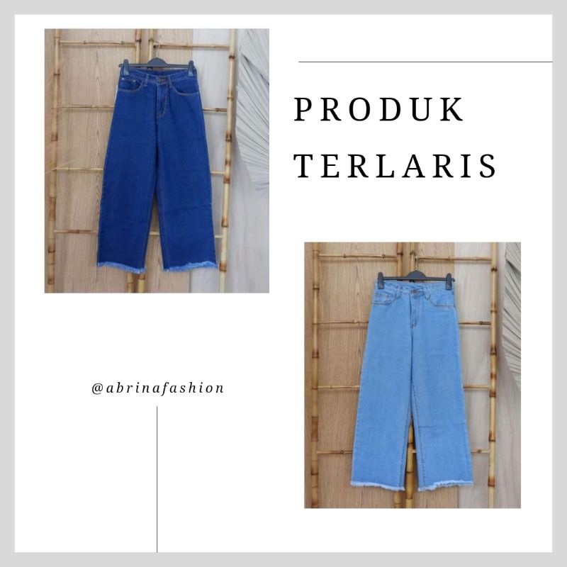 Celana Kulot Jeans Rawis Wanita Tebal Premium | Celana Kulot Jeans Rawis Wanita Kekinian 2023 | Kulo