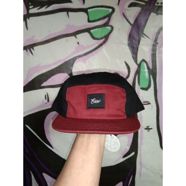 Topi five 5 panel cap original equal trev black maroon