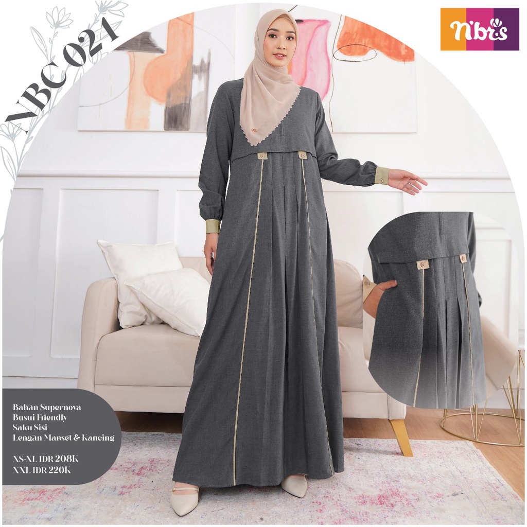 [BISA COD] Nibras Gamis NBC 24 Bahan Supernova Dress Muslimah Simpel Polos by Nibras
