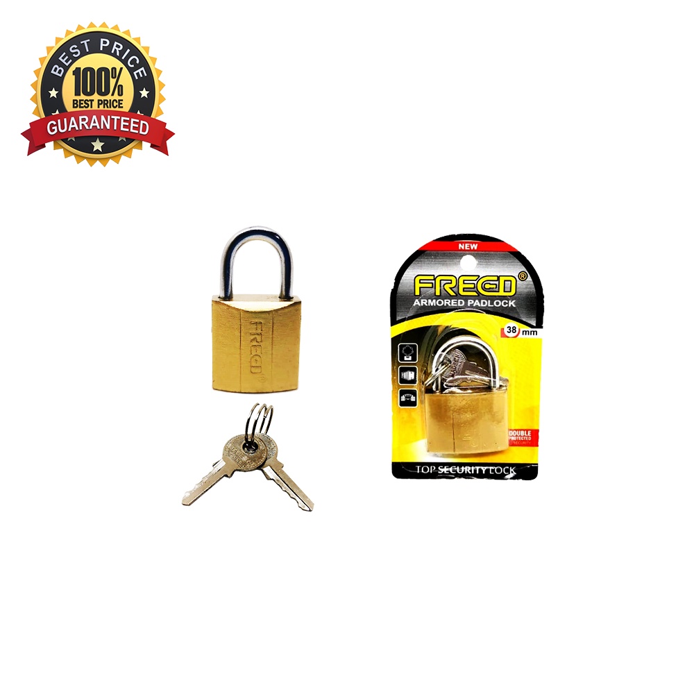 Gembok Besi Kuning Pres Leher Pendek 20-25-32-38 mm FREED Security Lock