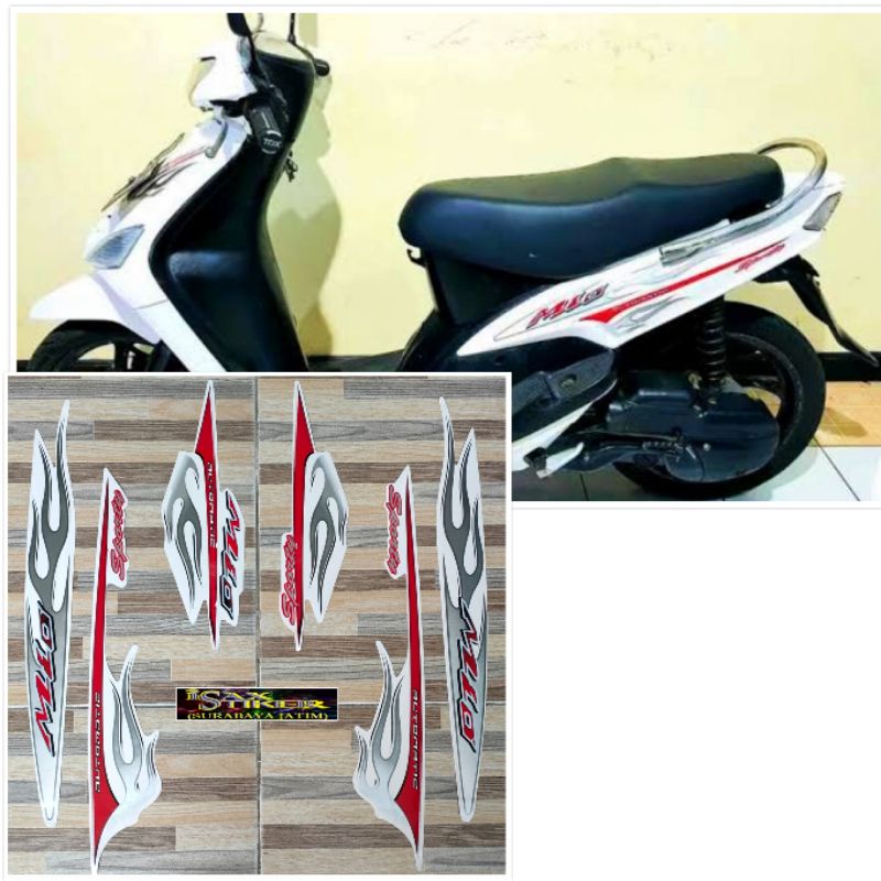 striping original Yamaha Mio sporty api putih tahun 2006