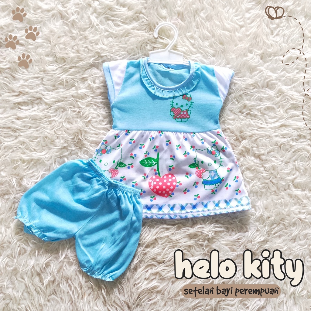 Baju Anak Bayi Perempuan Murah Karakter Hello Kitty / Setelan Anak Bayi Lucu 6-9 Bulan / Baju Bayi Cewek Murah / Setelan Anak Perempuan Gambar Karakter Kartun stelan bayi perempuan