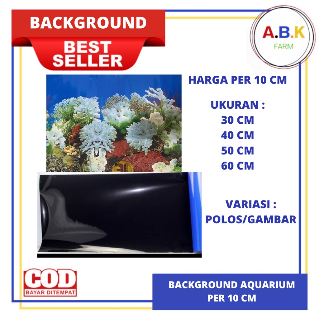 Jual Background Aquarium POLOS / GAMBAR 30 40 50 60 CM AQUASCAPE PER