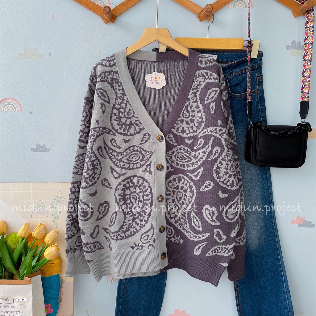 HANNA TWOTONE CARDY | CARDIGAN MOTIF BATIK