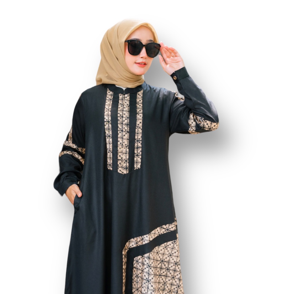 Dress Slavina Arrastyle || Gamis Abaya Katun Mix Batik Semi Sutra